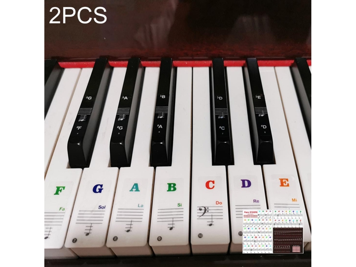 Pegatinas transparentes de notas musicales para pianos de 88/61/54/49 teclas, 2 unidades, HALINUIA