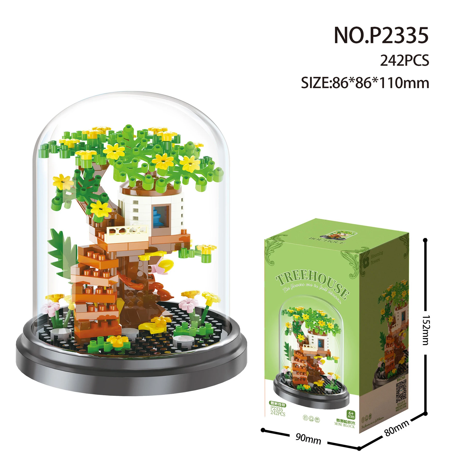 (primavera) Juguete De Bloques De Construcción De Casa Del Árbol En Miniatura