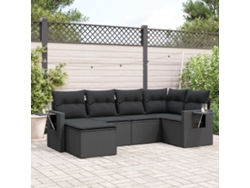Conjunto de sofás de jardín de 6 piezas DKD Home Decor con cojines de mimbre negros