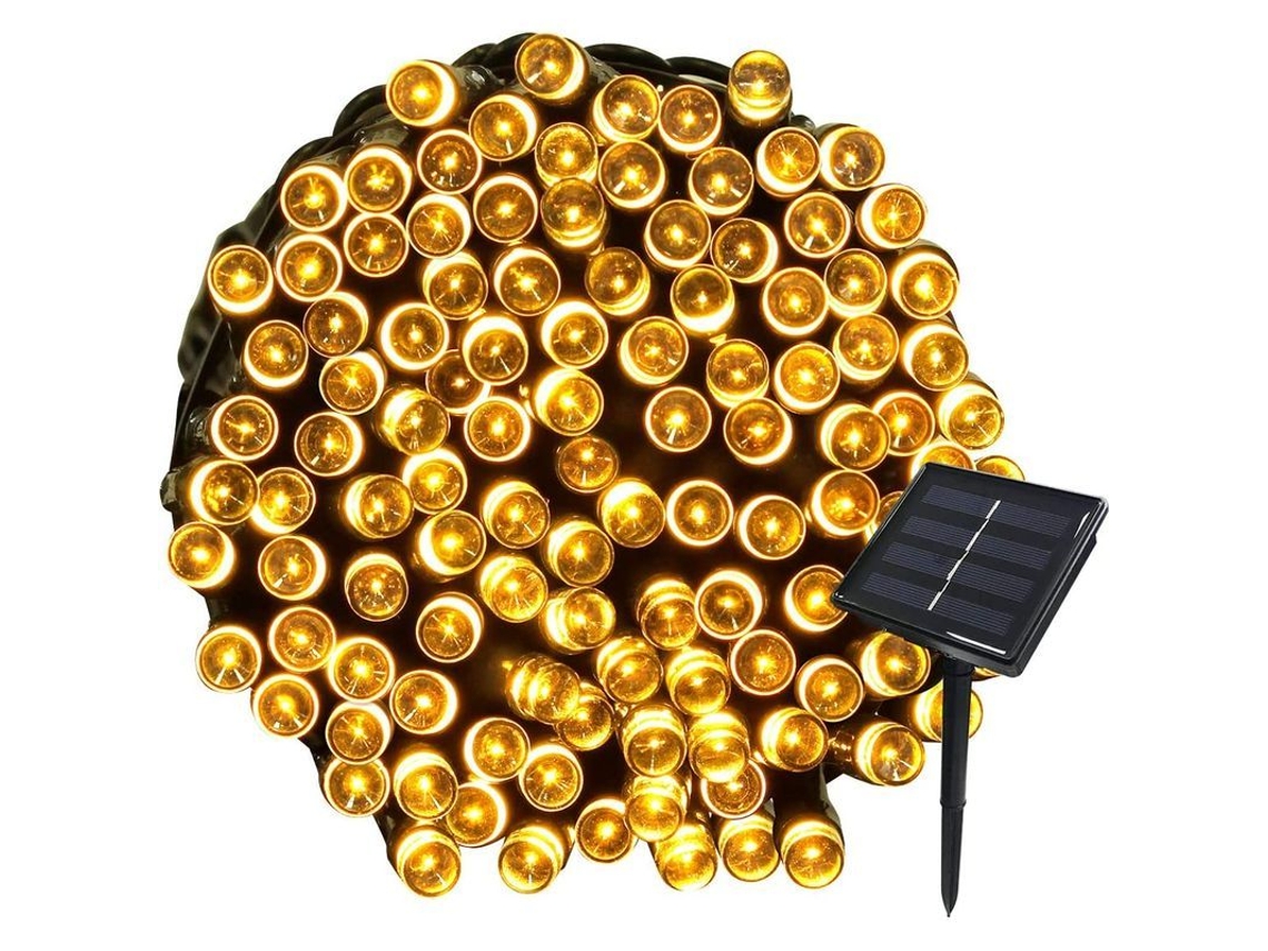 Guirnalda De Luces Solares De 22 M Con 200 Led Y 8 Modos. Ideal Para Fiestas En El Jardín Y Bodas. Luz Blanca Cálida Con Efecto Acuarela.