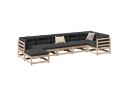 Conjunto de sofá de jardín de 7 piezas de madera maciza de pino Dkd Home Decor