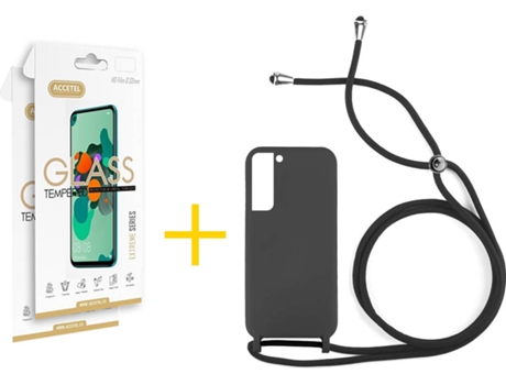 Carcasa + 2 Protectores de Pantalla para Samsung Galaxy S22 Plus 5G ACCETEL Negro