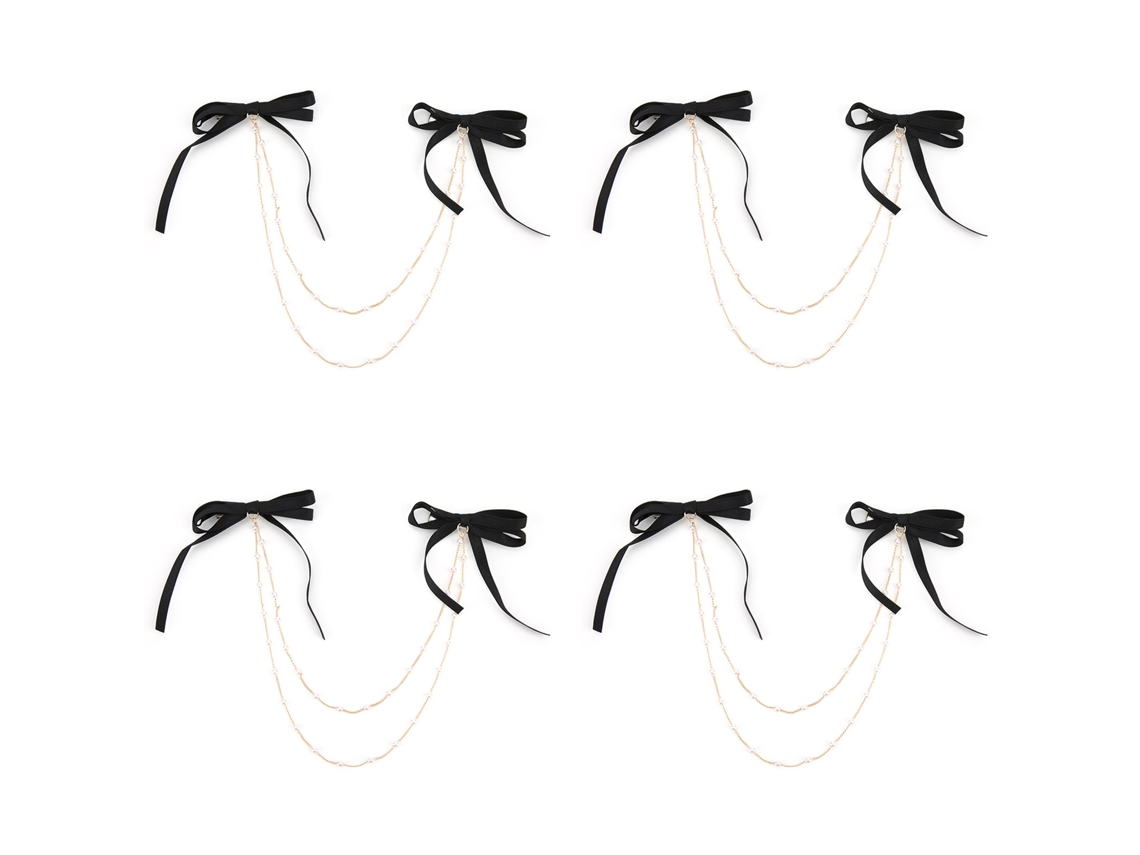 4 Pinzas Para El Cabello Largas De Doble Lazo Con Perlas De Imitación, Accesorios Para El Cabello Para Mujer.