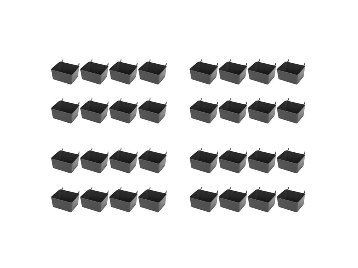 Kit con 32 cajas de paneles perforados, piezas de almacenamiento y accesorios de taller para organizar equipos (gris)