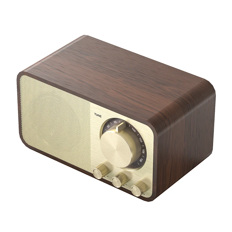 Radio Fm Retro Portátil (color Madera Natural) - Graves Potentes - Barra De Sonido - Compatible Con Tarjeta Tf - Usb