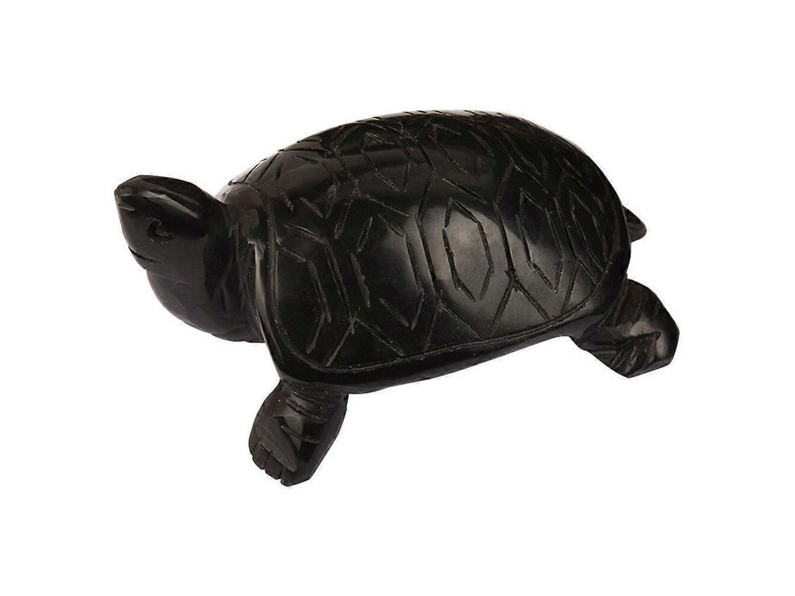 Estatua Decorativa De Tortuga De Obsidiana, Con Forma De Animal, 9,50 X 6,30 X 4,90 Cm, Negra.
