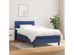 Cama Box Spring Con Colchón Tela Azul 80x200 Cm