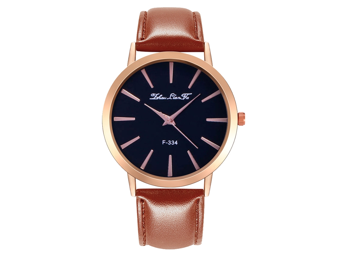 Reloj De Pulsera Unisex De Moda En Piel Sintética Con Movimiento De Cuarzo (marrón Claro)