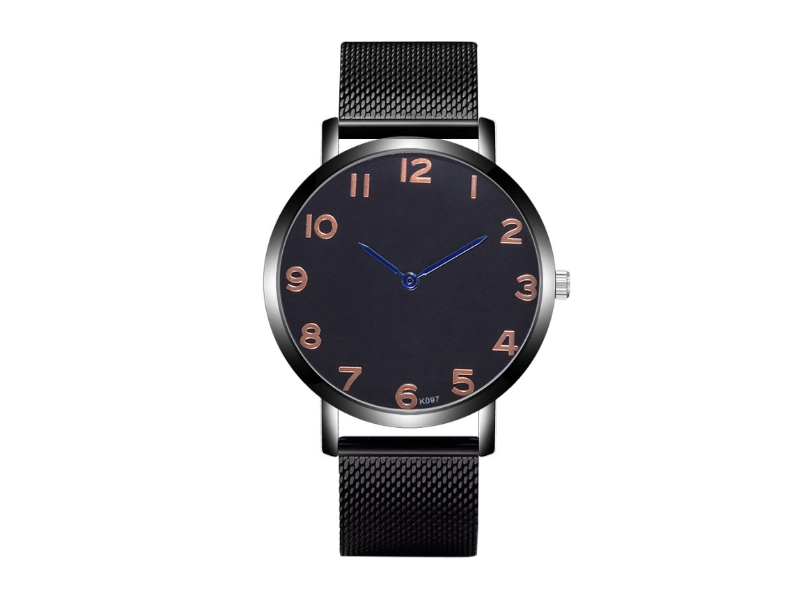 Reloj Hombre De Negocio Moda Cuarzo Con Correa De Malla De Aleación Dial Negro