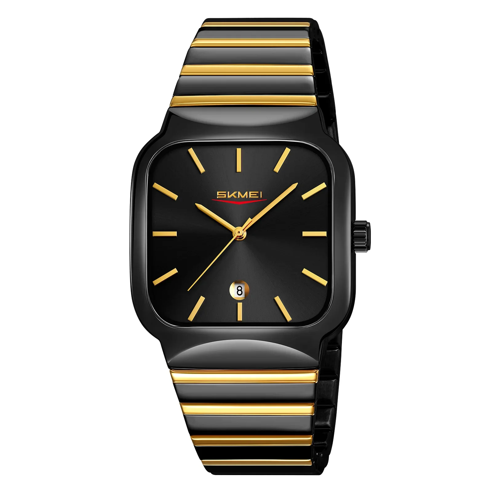 Reloj De Cuarzo Para Hombre, De Movimiento Redondo, Resistente Al Agua (negro Y Dorado), Con Fecha Y Día De La Semana.