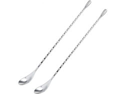 Cuchara De Mezclar De Acero Inoxidable 304, 2 Piezas De 12 Pulgadas Con Patrón Espiral Para Cócteles Y Batidos
