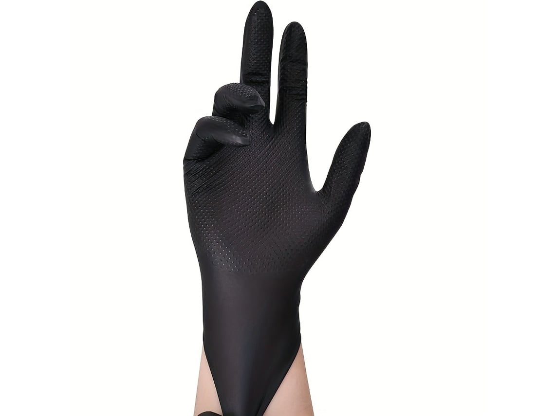 Guantes De Nitrilo Con Estampado De Rombos, Sin Látex (l - 50 Unidades) Negro Panoona