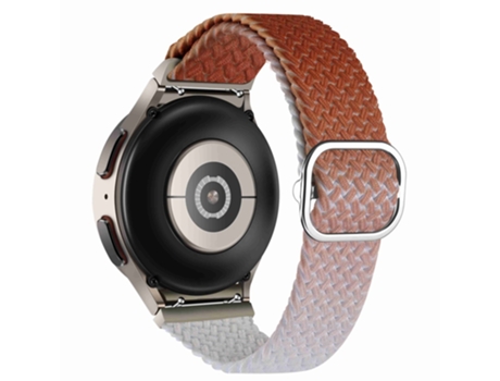 Correa de nailon trenzada bicolor ajustable elástica para Samsung Galaxy Watch 4 40mm/44mm/Watch 4 Classic 42mm/46mm/Watch 5 40mm/44mm - marrón/bei...