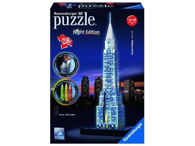 Puzzle 3D RAVENSBURGER Chrysler Building: Night Edition (Edad Mínima: 10 - 216 Piezas)