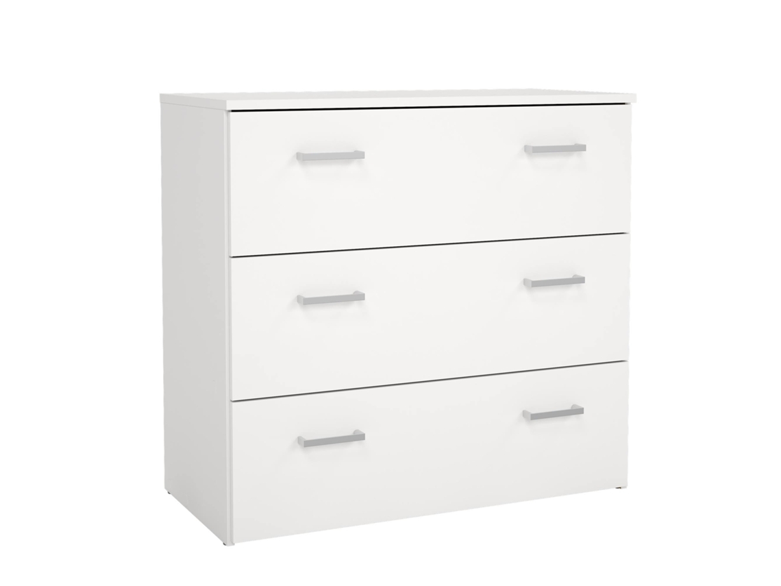 Cómoda Duero con 3 cajones, 74x36x70 cm, color blanco, Wellhome
