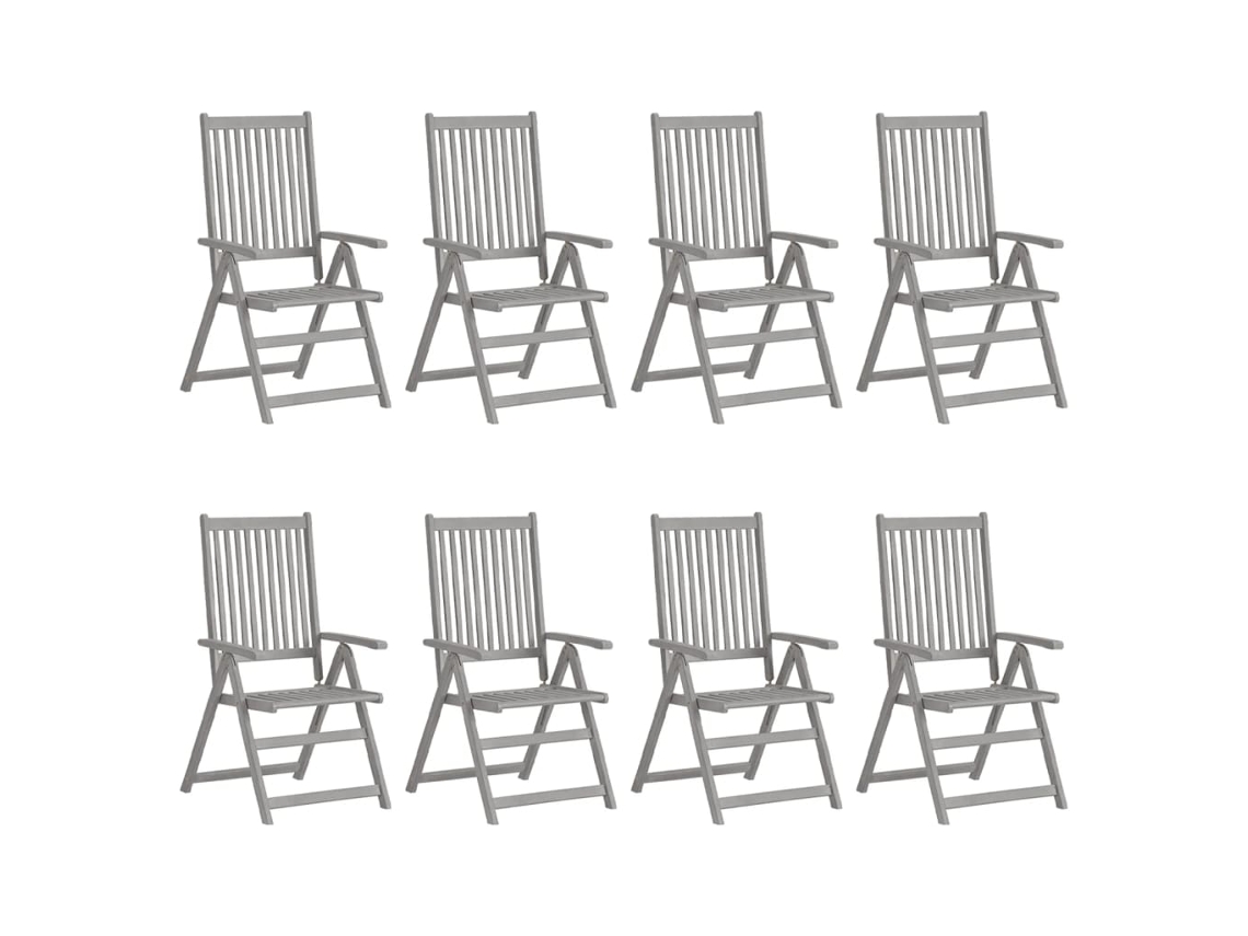 Maison Exclusive - Cadeiras Jardim Reclináveis C/ Almofadões 8 Pcs Acácia Cinzento