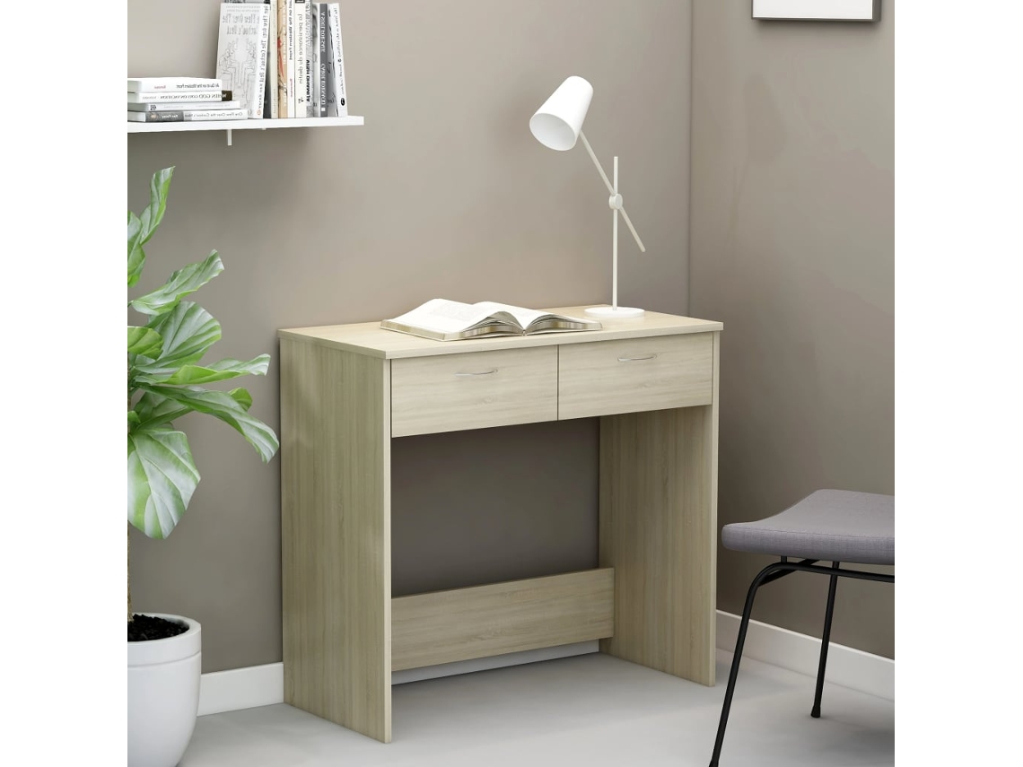 Escritorio madera contrachapada color roble Sonoma 80x40x75 cm