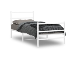 Estructura Cama Sin Colchón Con Estribo Metal Blanco 90x190 Cm