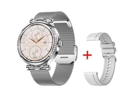 Reloj inteligente SHAH ARPAN CF32 pantalla de 1,27 pulgadas llamada Bluetooth recordatorio menstrual monitoreo de salud acero plateado silicona