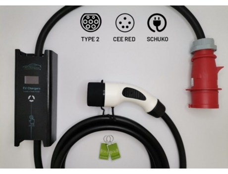 Cargador Portátil Trifásico (11Kw) Evse 6A-16A Tipo2