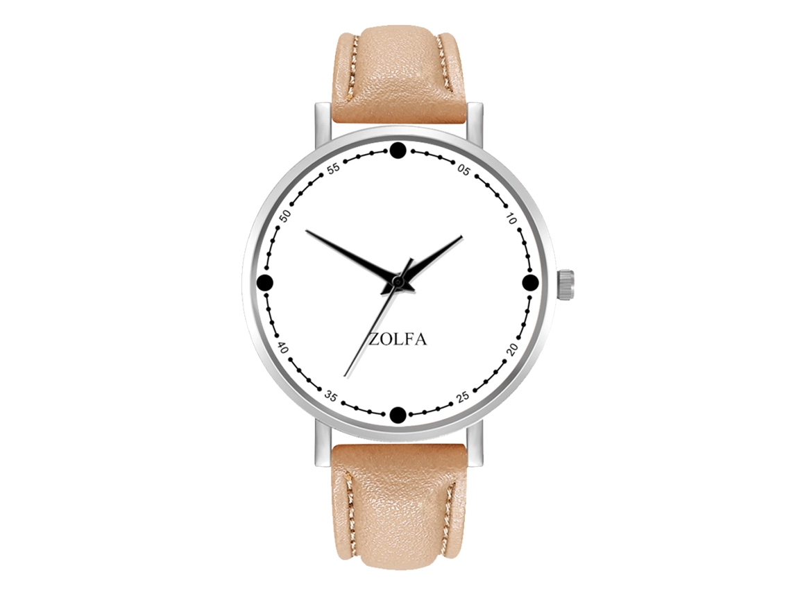 Reloj De Cuero Pu Para Hombre Reloj De Cuarzo Dial Redondo Simple Moda Zl66-yo (beige)