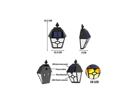 Luz de pared solar de llama hexagonal impermeable 28LED para patio, puerta de garaje, antorchas solares para patio y jardín