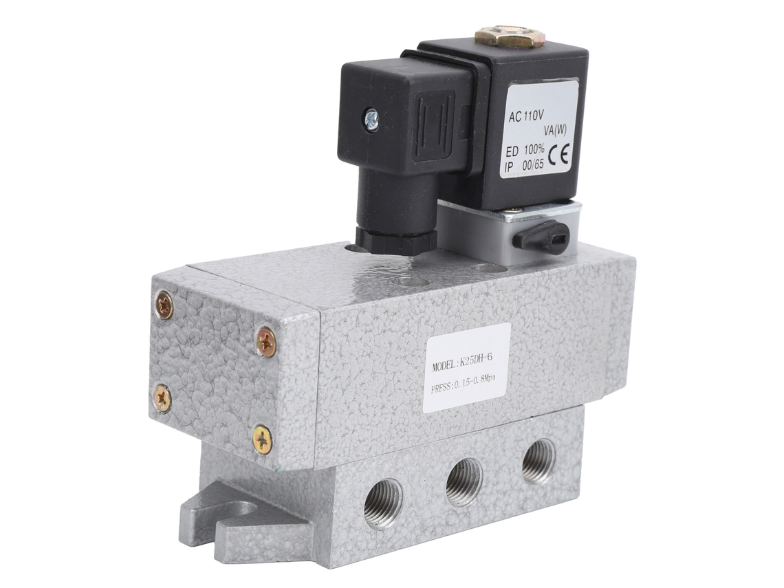 2026velora-válvula Solenoide 2 Posiciones 5 Vías Control Eléctrico Simple Equipo Neumático G1/8in K25dh‑6ac 110v