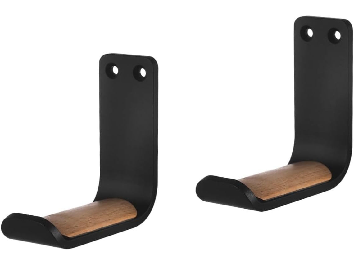 Juego De 2 Soportes Para Auriculares, De Metal, Color Negro, Material Resistente.