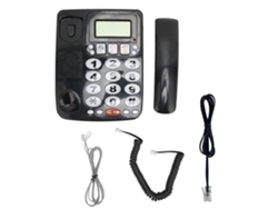 Teléfono Fijo Con Cable, Dos Puertos, Sonido Nítido, Rellamada, Recuperación Del Último Número, Función De Silencio, Color Negro.
