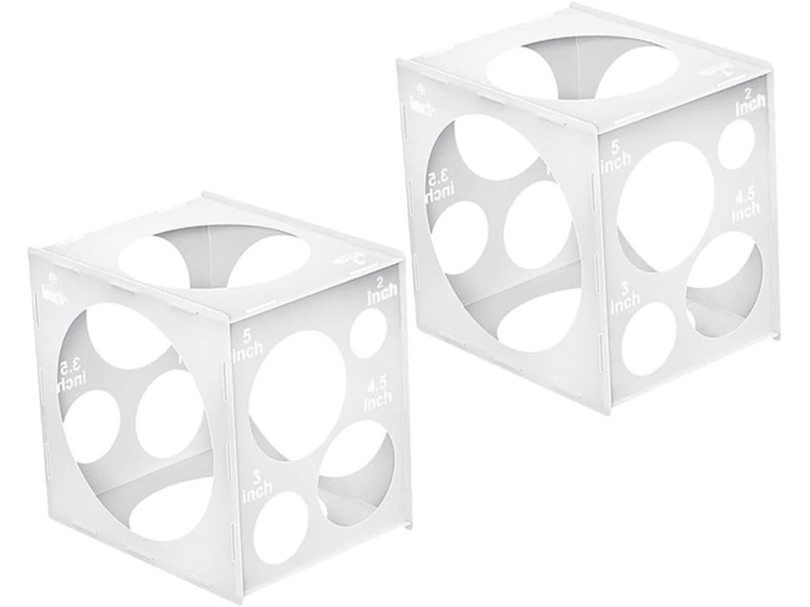 Caja medidora de globos de PVC blanco con 11 agujeros, 2 unidades.