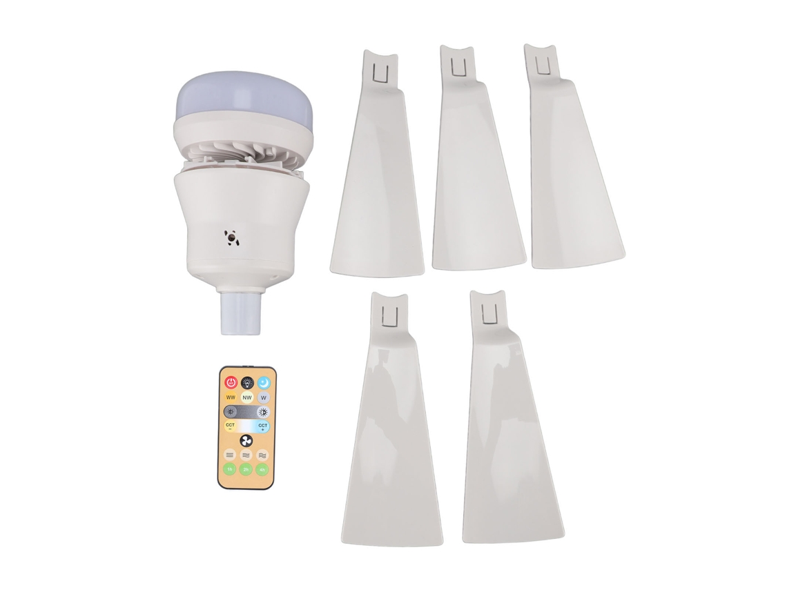 Rebe-ventilador De Techo Con Luz Regulable 3000k-6500k 3 Velocidades 3 Temporizadores Socket E26