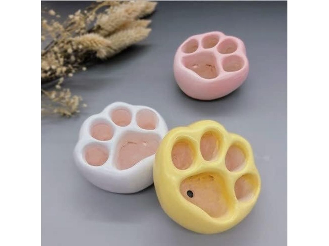 Conjunto de 3 Vasos de Cimento Criativos Design de Pegadas Animais para Interiores e Escritórios (combinação A)