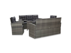 Juego de comedor de exterior de 5 piezas DKD Home Decor con cojines de mimbre gris