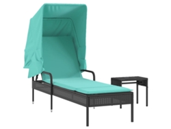 Maison Exclusive - Tumbona Con Toldo Y Mesa, De Poliratán Negro