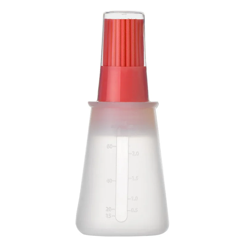 (rojo) Un Cepillo De Silicona Para Botellas De Aceite, Con Tapa Y Cabezal De Cepillo, Cepillo Para Salsa Resistente Al Calor