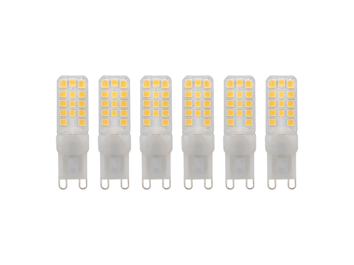 Conjunto de 6 lâmpadas LED G9 dimerizáveis de 5W, 450lm, com 28 LEDs e base de alumínio para luminárias de 100-120V.