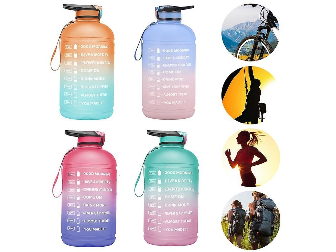 Botella De Agua Deportiva Motivacional De 3,78 L Con Diseño Degradado, A Prueba De Fugas Y Con Marcadores De Tiempo.