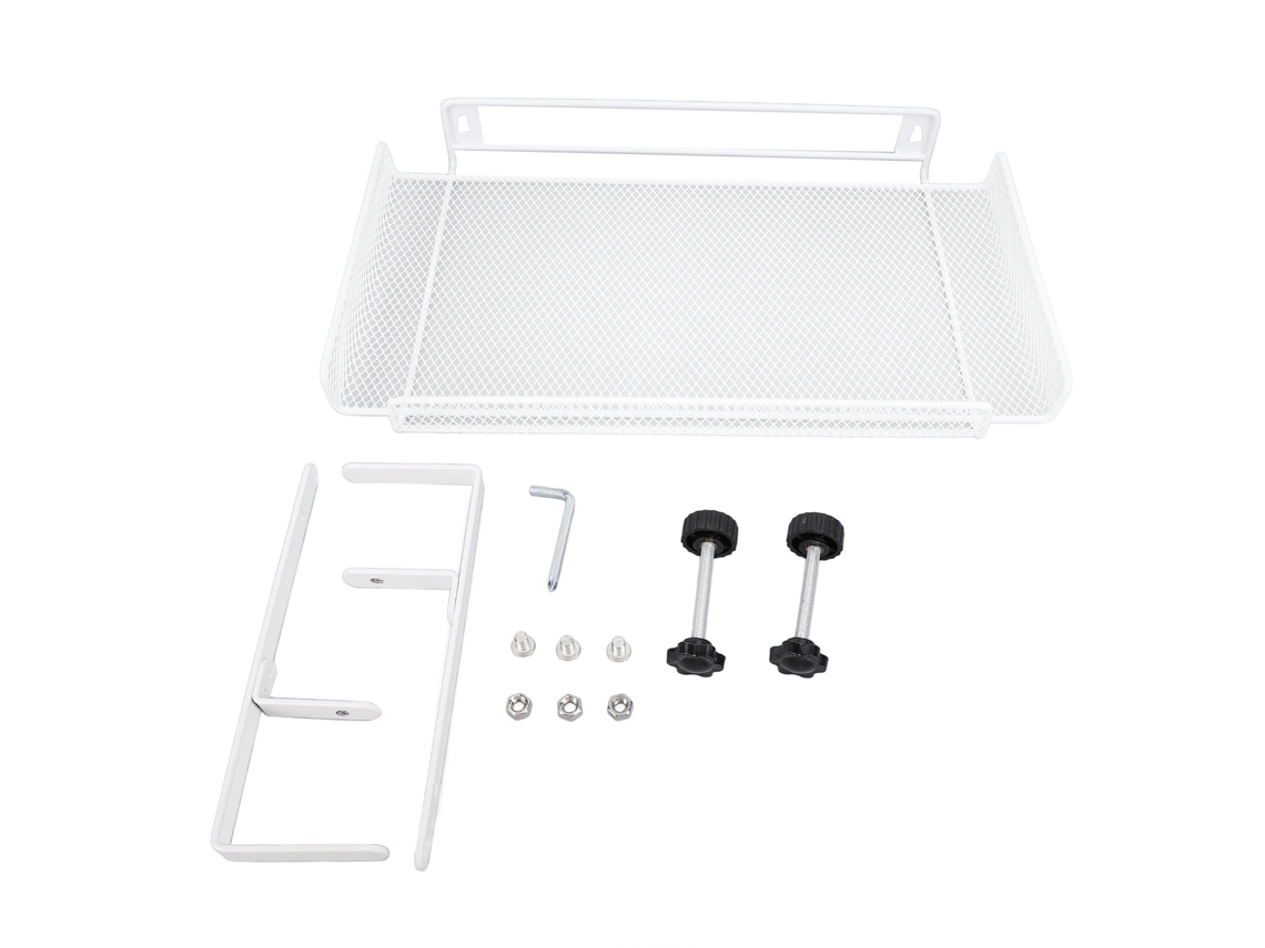 Organizador Bajo Escritorio Con Estante De Acero Al Carbono Para Gestión De Cables Y Almacenamiento Universal - Blanco