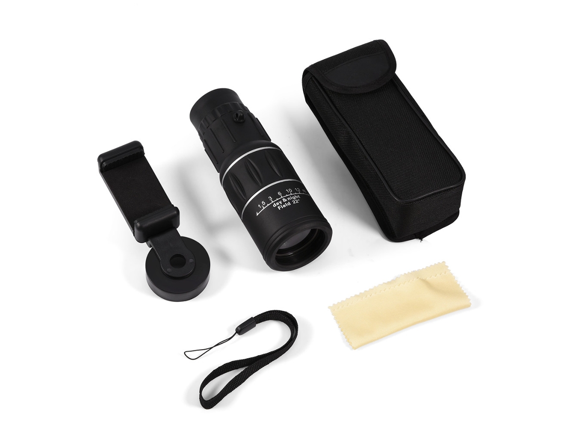 Telescopio Monocular 16x Lente De Cámara Hd Con Soporte Universal Para Teléfonos, Zoom Y Resistente Al Agua