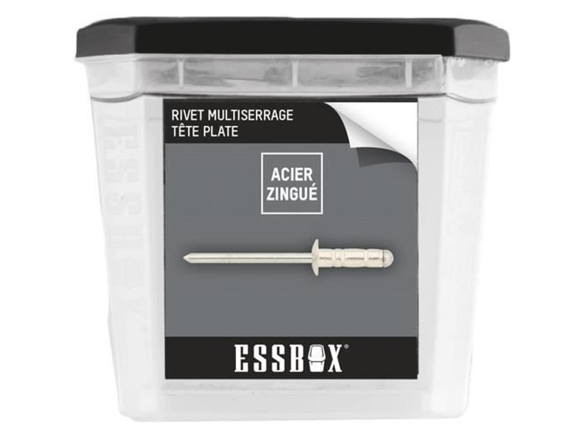 Remaches estándar de cabeza plana essbox scell-it alu-steel 4 mm x 10 mm caja 500 ex-9445124010