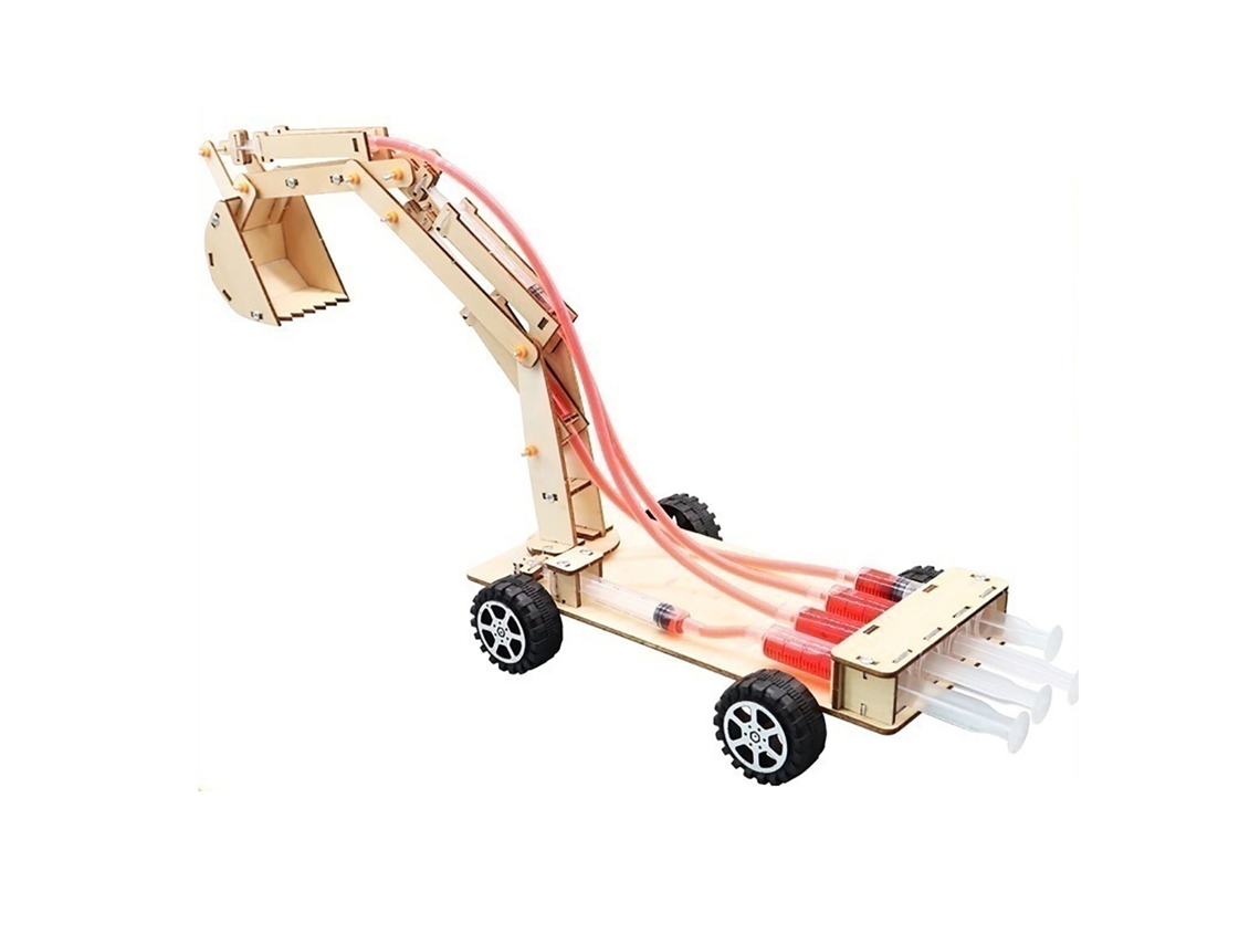 Modelo De Excavadora Hidráulica De Madera Para Armar: Juguete Educativo De Ciencia/stem Para Niños.