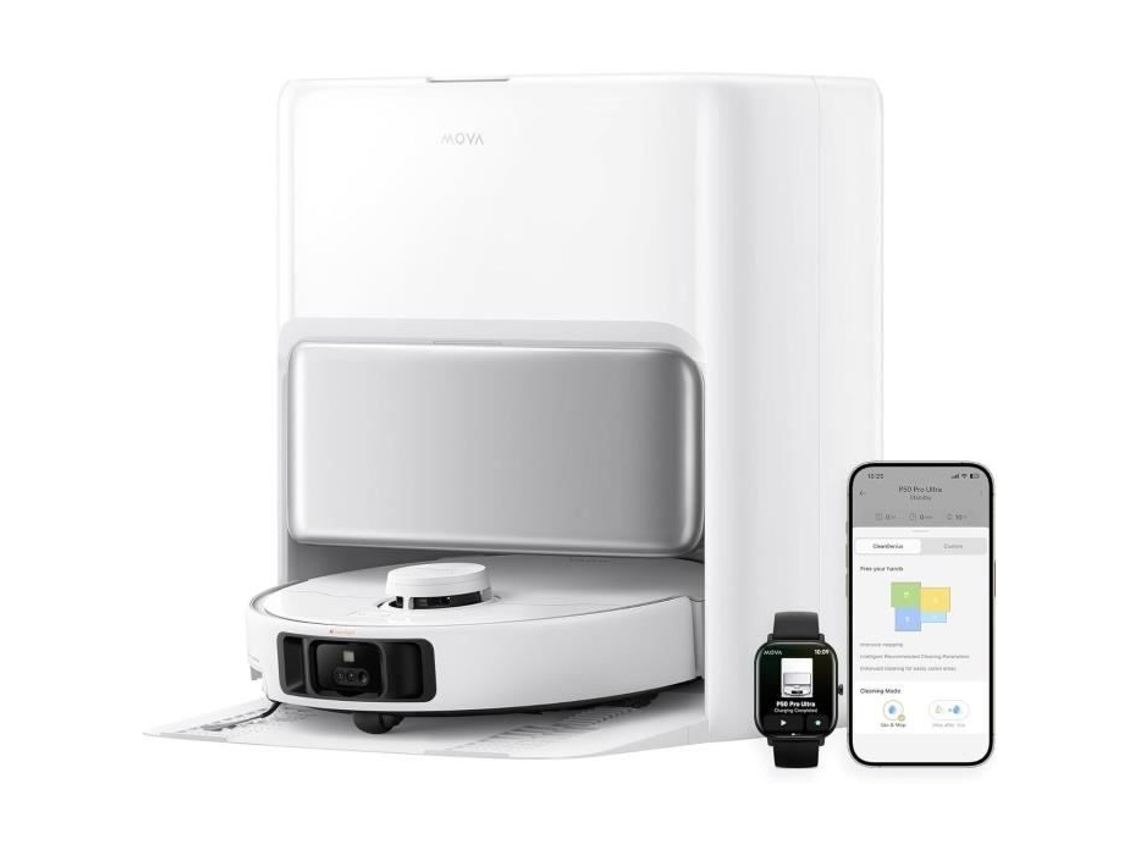 Aspiradora robot P50 Pro Ultra con paño adaptable, potencia de succión de 19 000 Pa, cepillo antienredos y función N Move