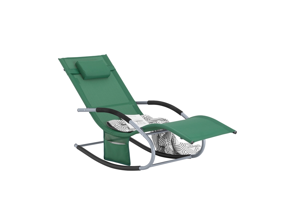 SOBUY OGS28-WD Tumbona Mecedora Con Almohada Y Bolsillo Color Verde Oscuro