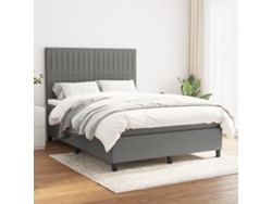 Cama Box Spring Con Colchón Tela Gris Oscuro 140x190 Cm