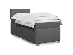 Cama Box Spring Con Colchón Tela Gris Oscuro 90x200 Cm