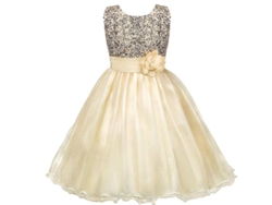 2026-18289-vestido De Princesa Para Niñas Con Lentejuelas Y Tul Para Fiesta Cumpleaños Boda 3-12 Años 110 Cm Champán