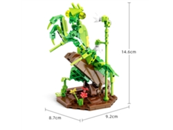 Bloques de construcción de animales e insectos: mariposa, mantis religiosa, caracol, abeja y plantas. Juguetes educativos para niños. Viewleaf.