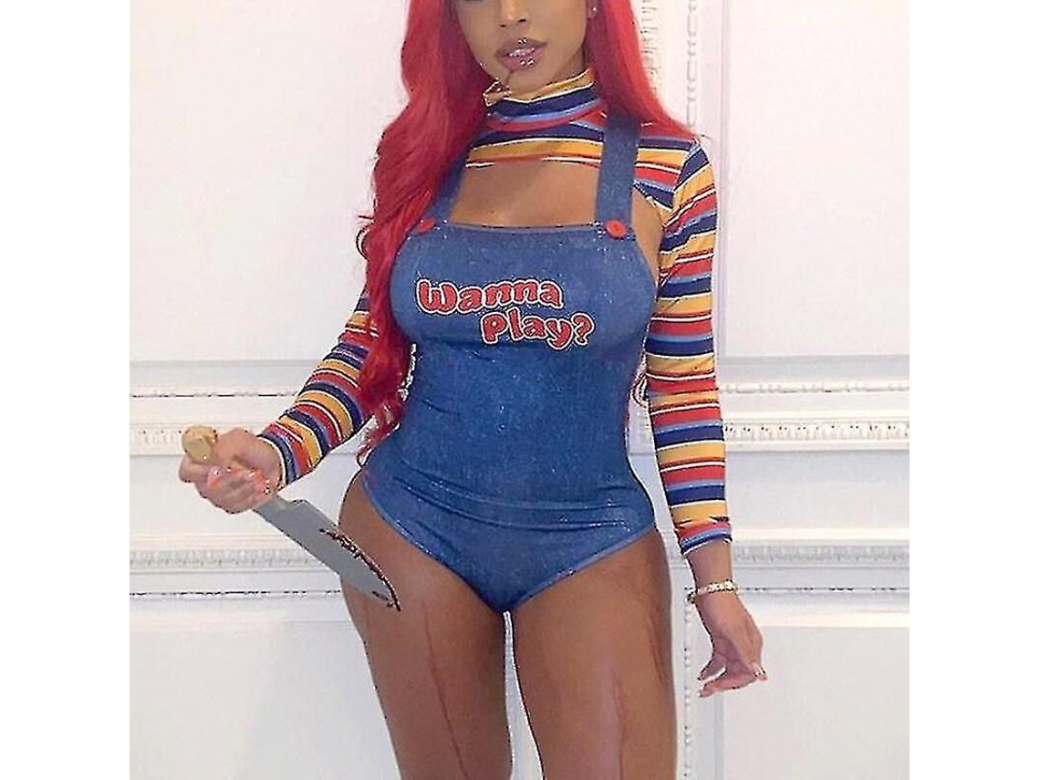 Disfraz De Muñeco Chucky Para Mujer, Conjunto De Halloween Terrorífico, Muñeco Asesino Nocturno