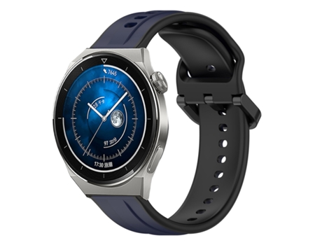 Correa de reloj inteligente para Huawei Watch GT3 Pro 43 mm 20 mm Bucle convexo de silicona de dos colores (azul medianoche + negro)