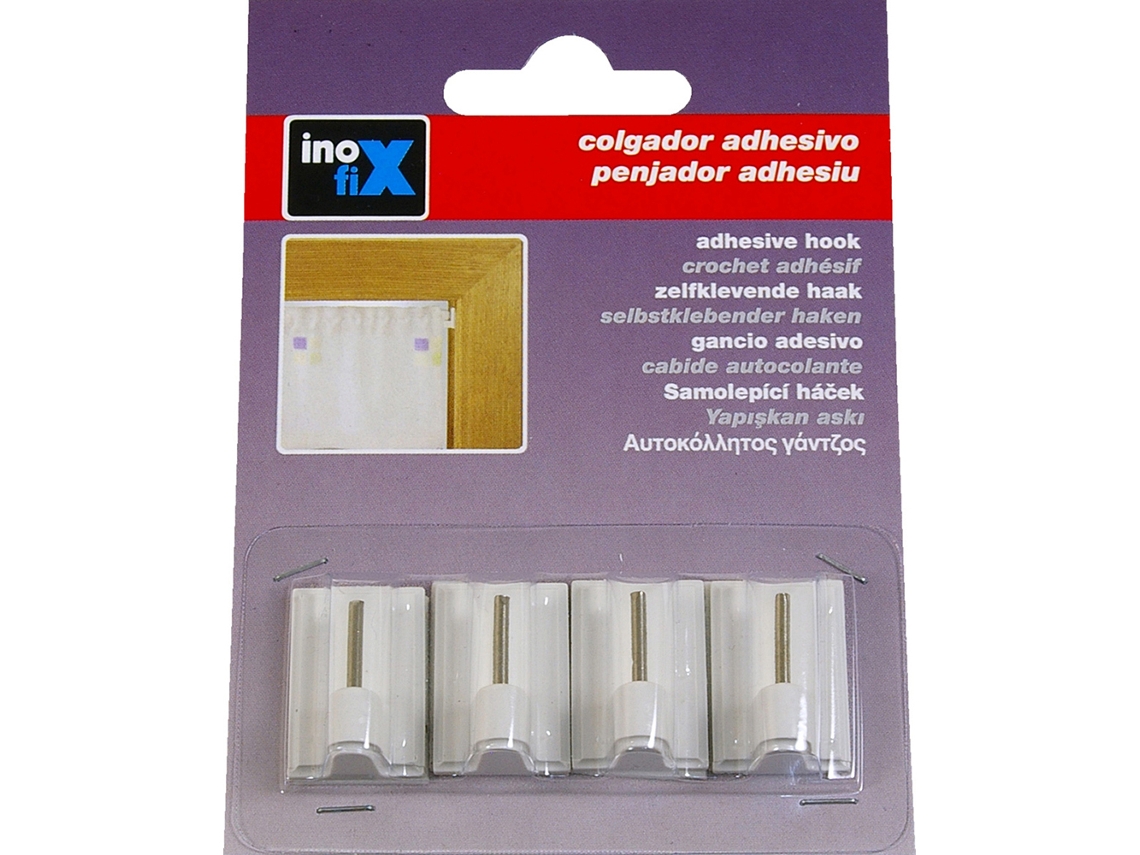Percha Adhesivas INOFIX para Cortina Blanco kit4